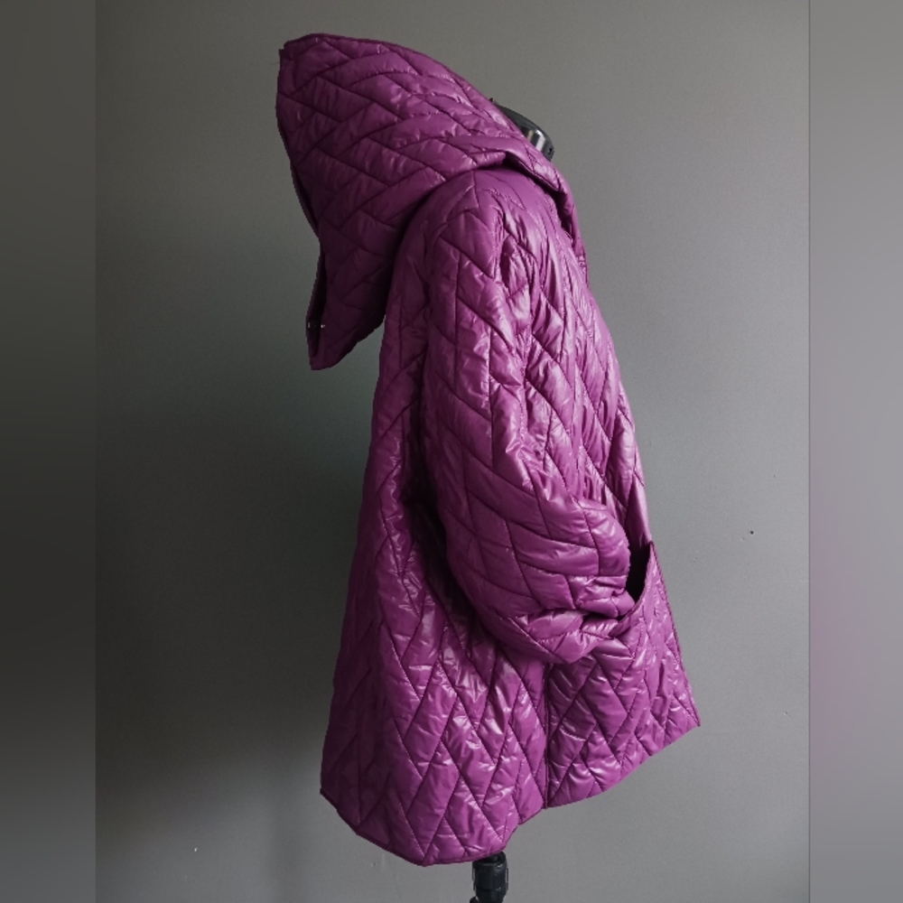 HACHE Italy Purple/ Black  Quilted Jacket Size 44/ M - Picture 4 of 16